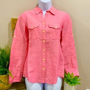 BANANA REPUBLIC Pink Flax Linen Button-up Shirt XS